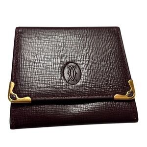 Cartier Clasp Wallet Mastline Bordeaux Leather Authentic